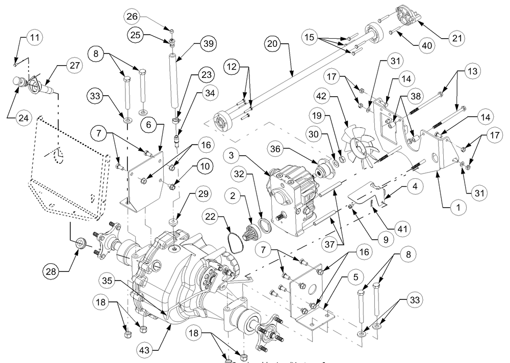 Drive Line Diagram and Parts List for 2518-44 13A208L100-13B288L100 Cub Cadet Lawn Tractor